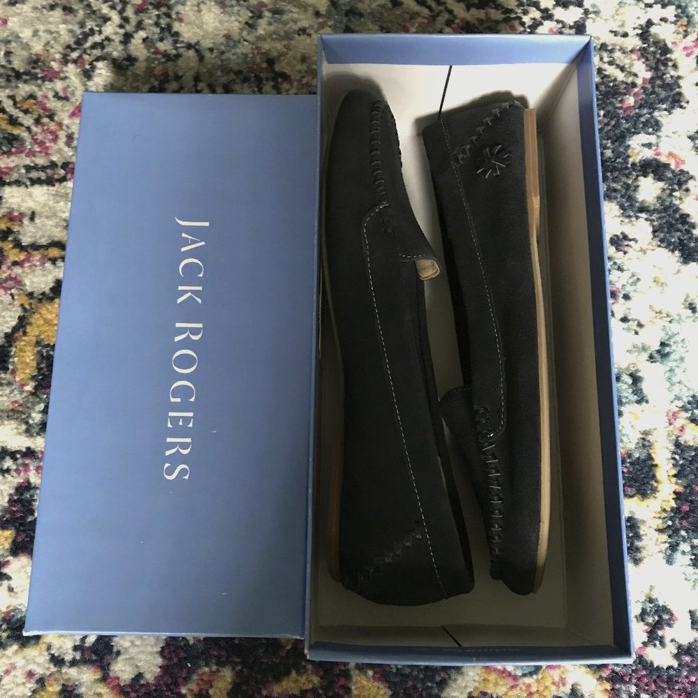 Jack Rogers "Millie" Dark Blue Suede Mocassins, Sz. 9.5, NIB - Picture 5 of 6